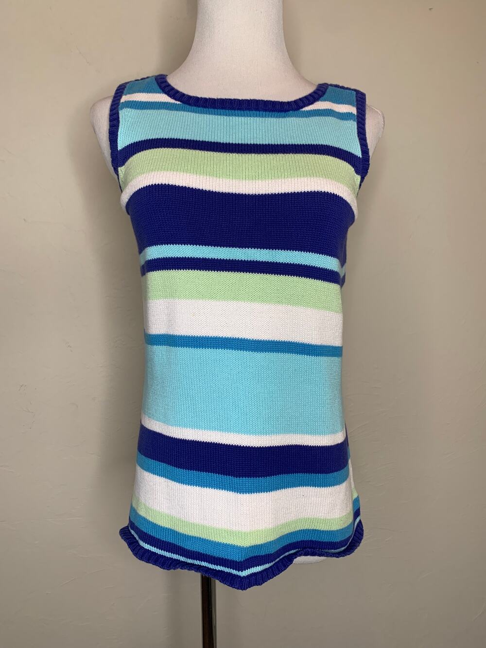 Eddie Bauer Cotton Striped Sleeveless Sweater Tank Sz Medium